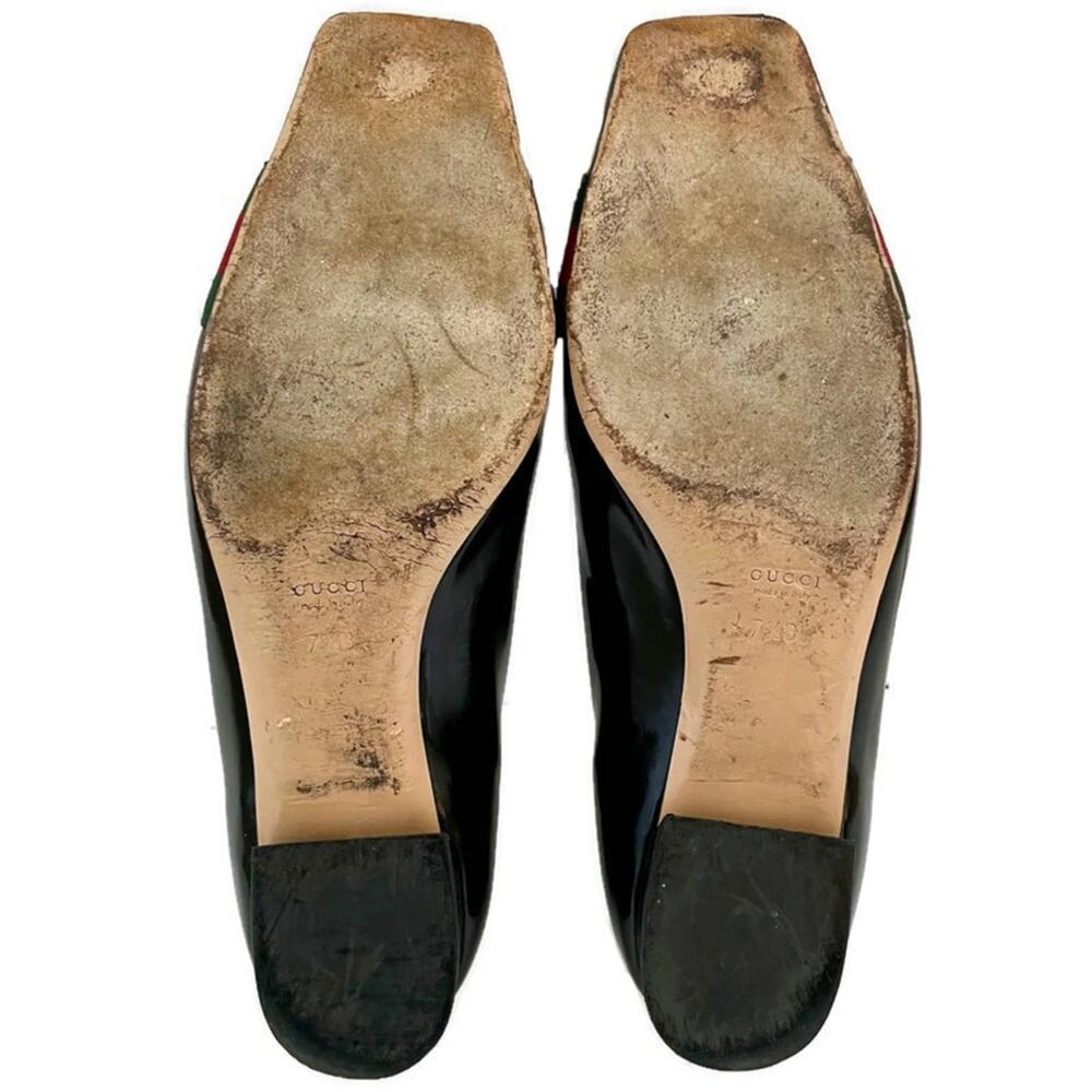 Gucci Patent Leather Signature Web Bamboo Buckle Loafers - Picture 8 of 9